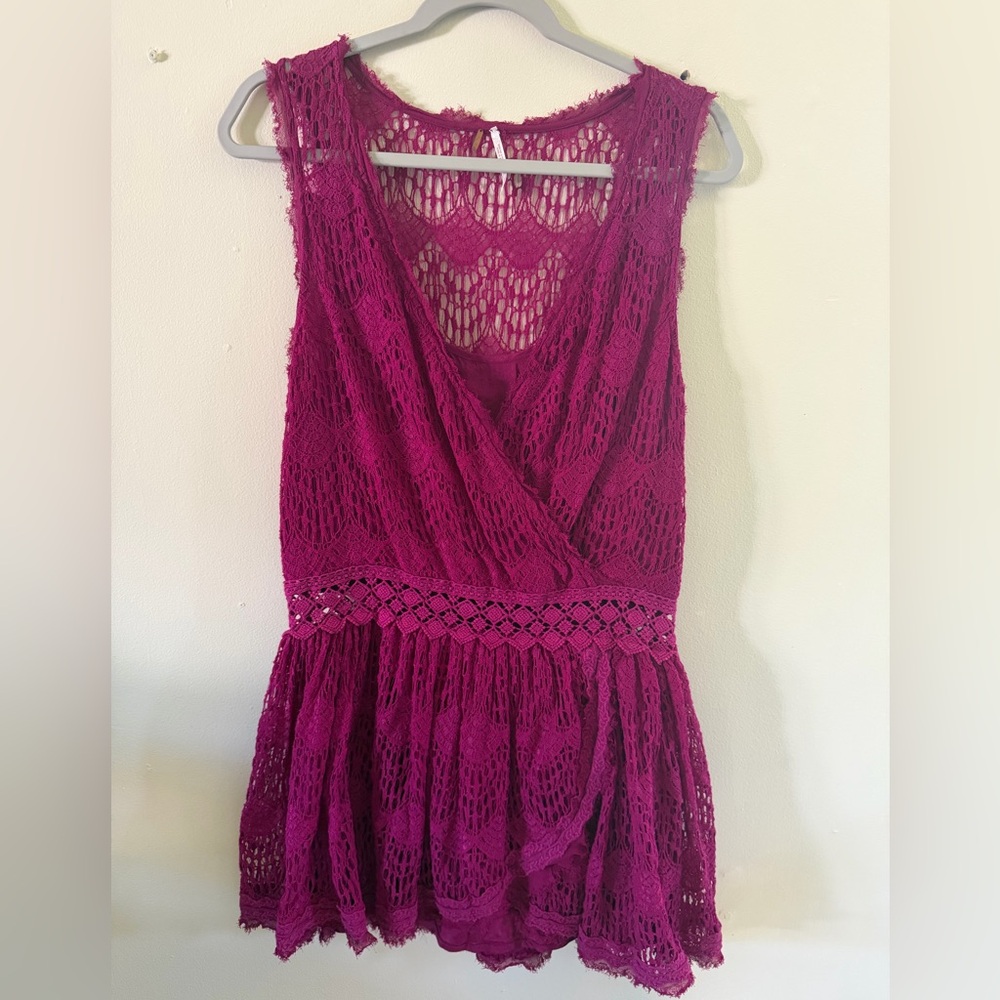 Free People Fuchsia Crochet Lace Dress